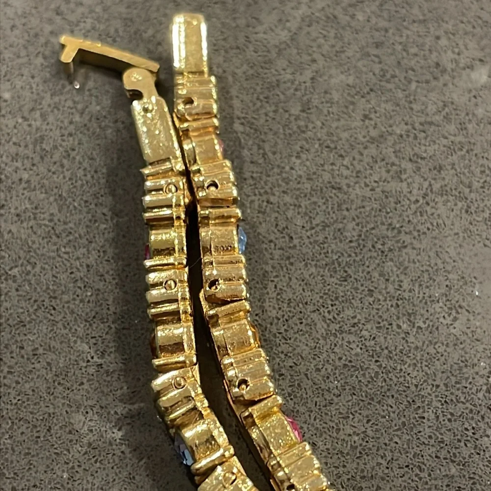 Gold Tone Multicolor Rhinestone Bracelet